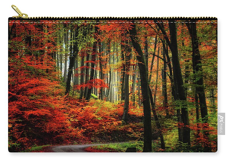 Autumn Carry-all Pouch featuring the photograph Autumn Road by Philippe Sainte-Laudy