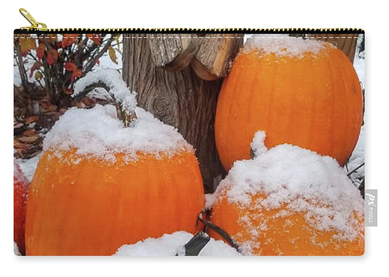 Pumpkin Zip Pouch featuring the photograph Autumn Snow Bear by Brook Burling