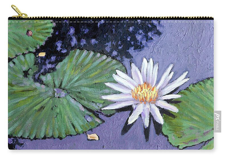 Water Lily Zip Pouch featuring the painting Autumn Spots by John Lautermilch