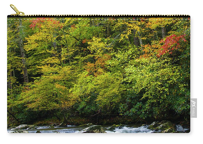 Autumn Zip Pouch featuring the photograph Autumn Stream by Larry Bohlin