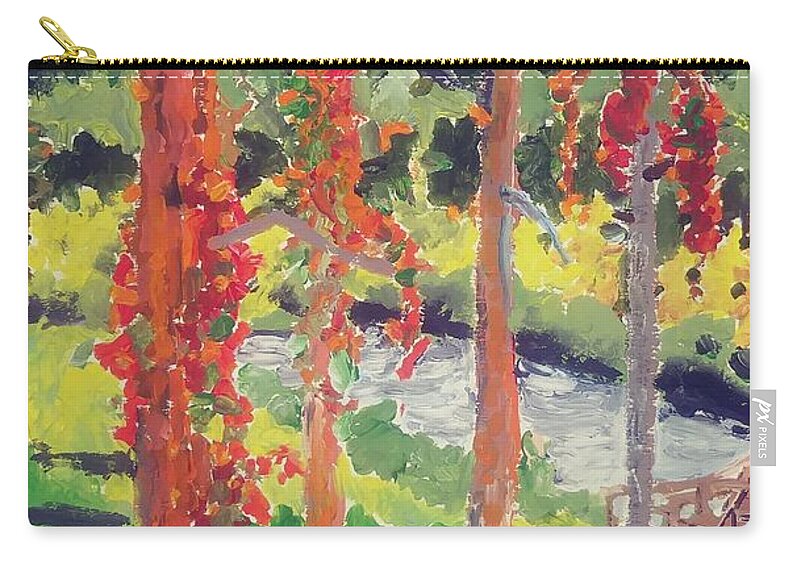 Plein Air Zip Pouch featuring the painting Autumn Vines by Rodger Ellingson