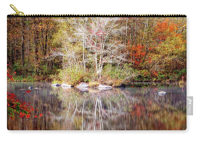 Carolina Zip Pouch featuring the photograph Autumn's Peak in Square by Debra and Dave Vanderlaan