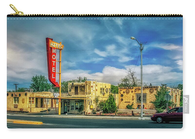 Aztec Motel Zip Pouch featuring the photograph Aztec Motel by Micah Offman