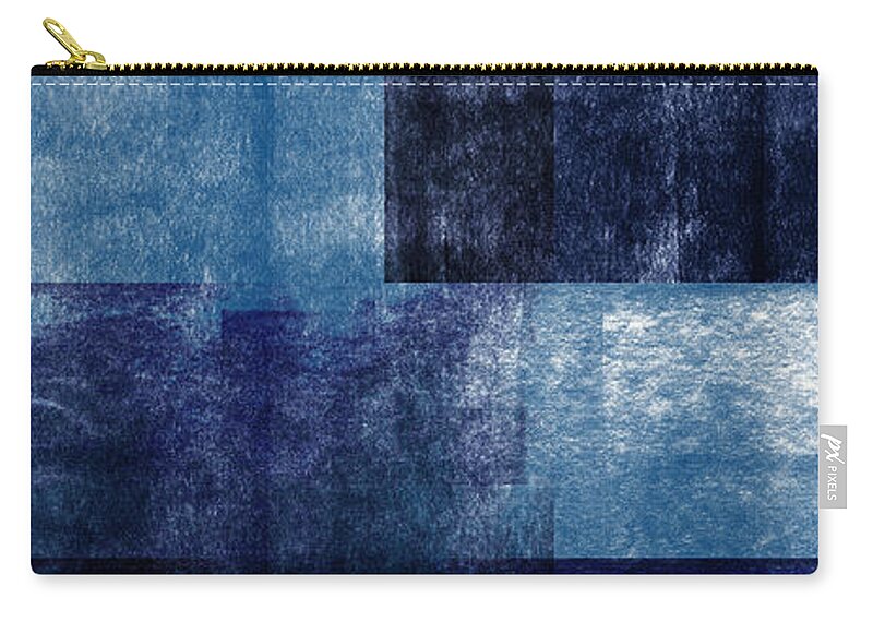 Abstract Zip Pouch featuring the mixed media Azul Blocks 1- Art by Linda Woods by Linda Woods