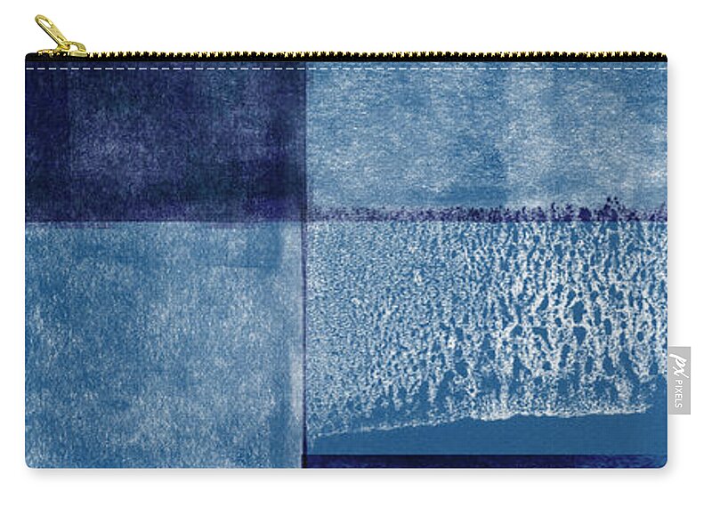 Abstract Zip Pouch featuring the mixed media Azul Blocks 2- Art by Linda Woods by Linda Woods