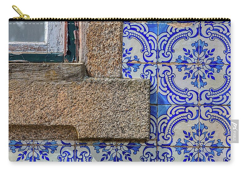 Arabic Zip Pouch featuring the photograph Azulejo Tile of Portugal by David Letts