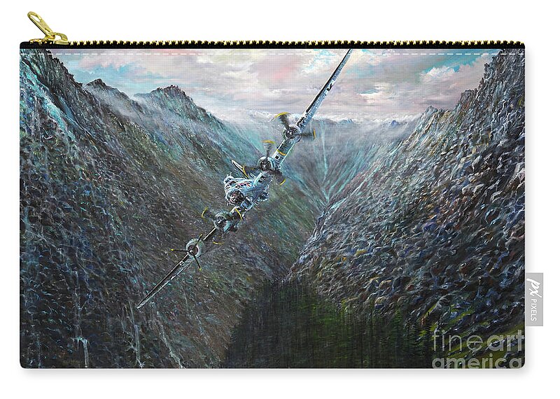 21st Century Zip Pouch featuring the painting B-17g Swiss Landing 'virginia Lee II', 2021 by Vincent Alexander Booth