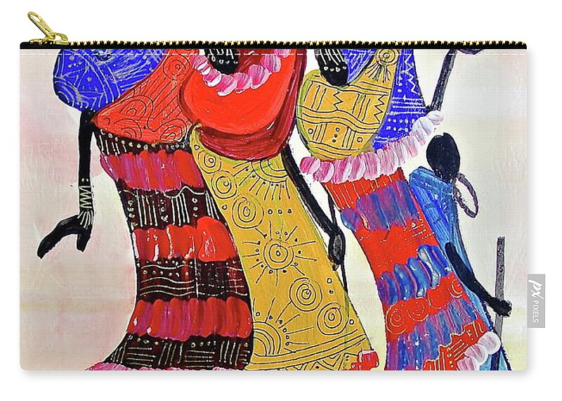 Africa Zip Pouch featuring the painting B-212 by Martin Bulinya
