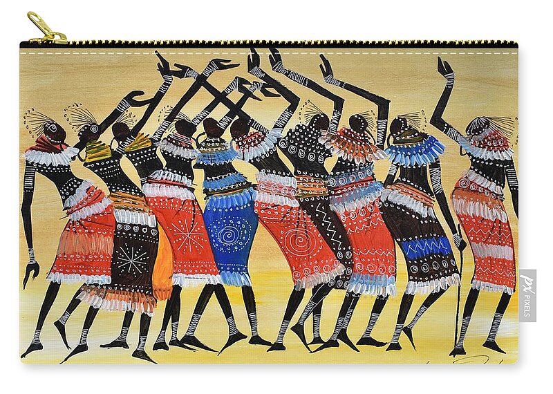 Africa Zip Pouch featuring the painting B-405 by Martin Bulinya