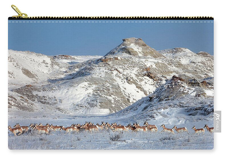 Badlands Zip Pouch featuring the photograph Badlands Antelope by Todd Klassy