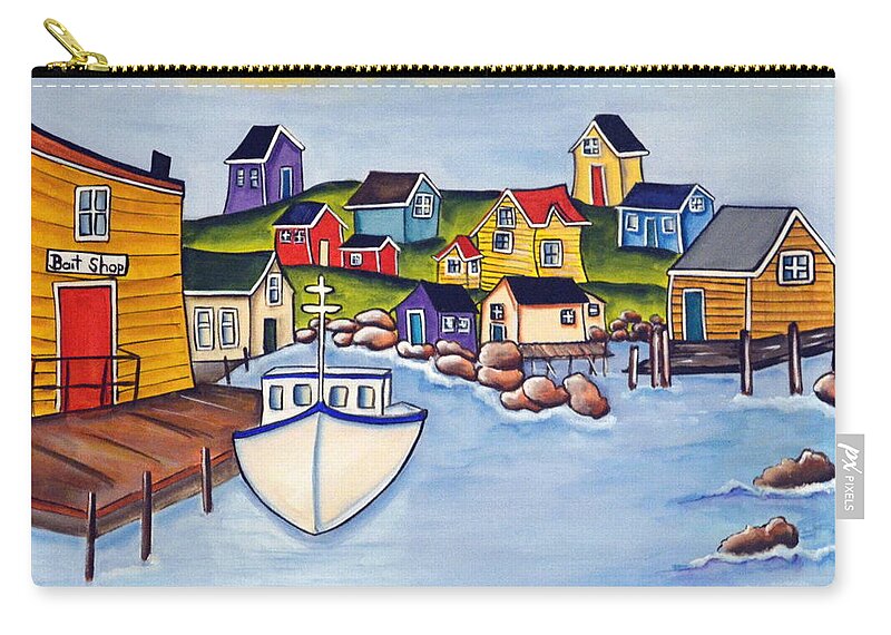Abstracted Zip Pouch featuring the painting Bait Shop by Heather Lovat-Fraser