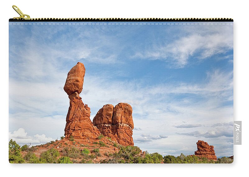 Arches National Park Carry-all Pouch featuring the photograph Balanced and Ham Rocks by Jeff Goulden
