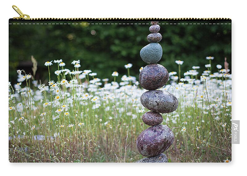 Meditation Zen Yoga Mindfulness Stones Nature Land Art Balancing Sweden Zip Pouch featuring the photograph Balancing art #15 by Pontus Jansson