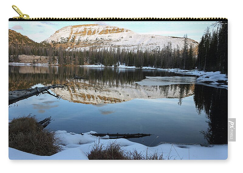 Utah Zip Pouch featuring the photograph Bald Mountain Sunset on Clegg Lake - Uinta Mountains, Utah by Brett Pelletier