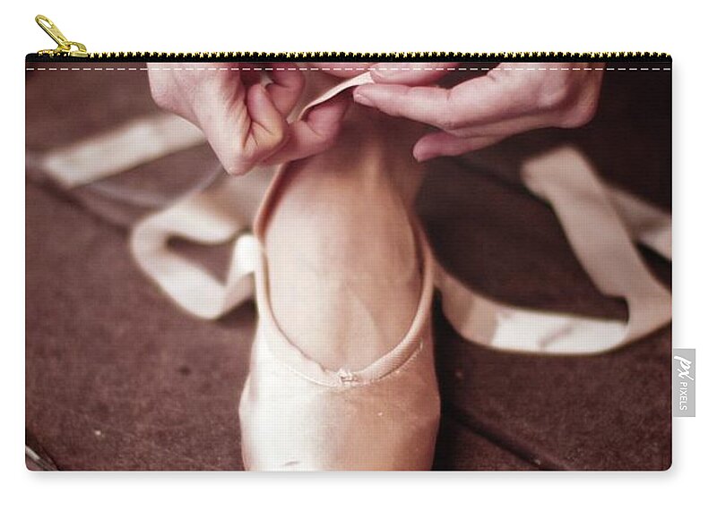 Ballet Dancer Zip Pouch featuring the photograph Ballerina Prepares by David Schloss/maccreate