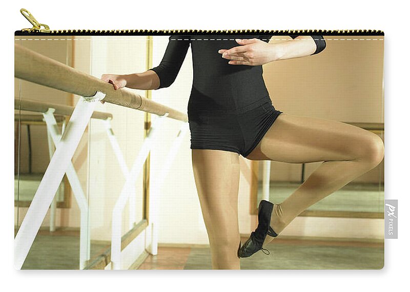 Ballet Dancer Zip Pouch featuring the photograph Ballet Dancer 13-14 Practicing In Dance by Hans Neleman