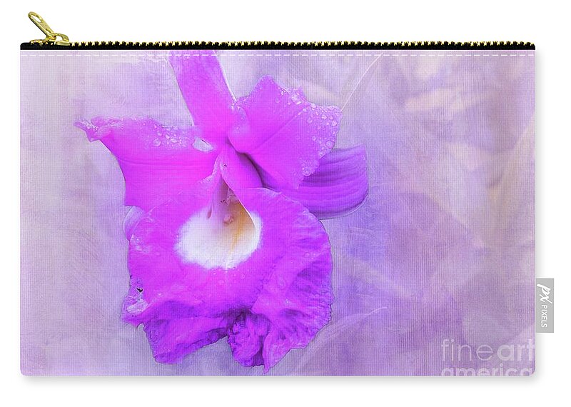 Bamboo Orchid Zip Pouch featuring the mixed media Bamboo Orchid by Eva Lechner