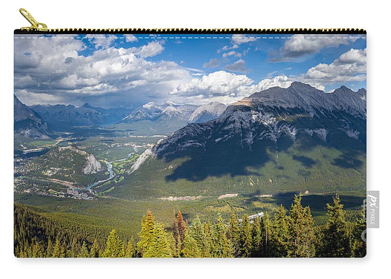 Photography Zip Pouch featuring the photograph Banff Town Panorama by Alma Danison
