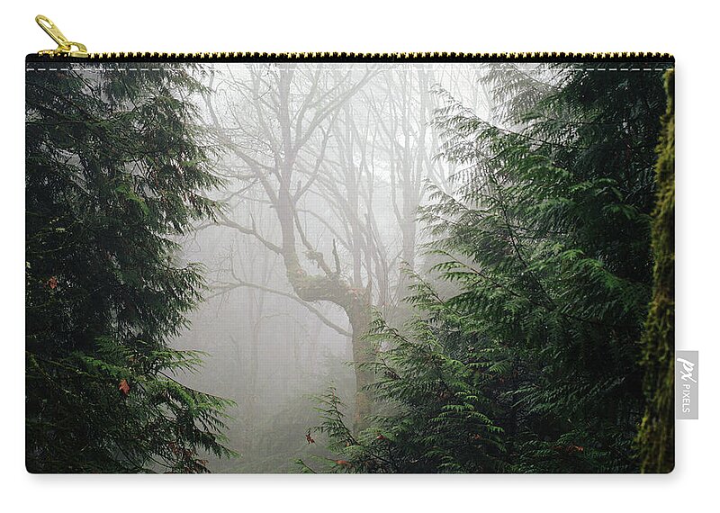 Tranquility Zip Pouch featuring the photograph Bare Tree Seen Through Forest Of by Danielle D. Hughson