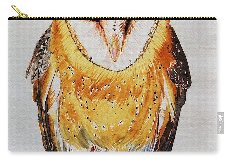 Barn Owl Zip Pouch featuring the painting Barn Owl Drip by Sonja Jones