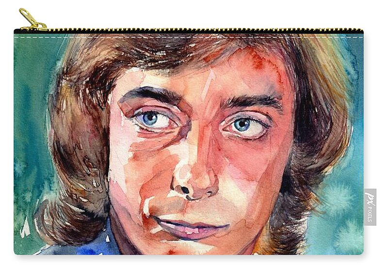 Barry Manilow Zip Pouch featuring the painting Barry Manilow Portrait by Suzann Sines