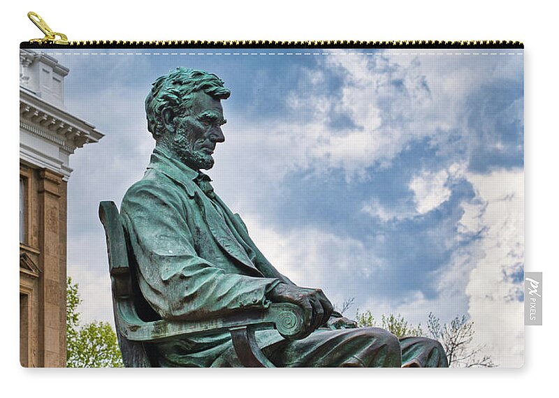 Wisconsin Zip Pouch featuring the photograph Bascom Hall Lincoln Statue by Steven Ralser