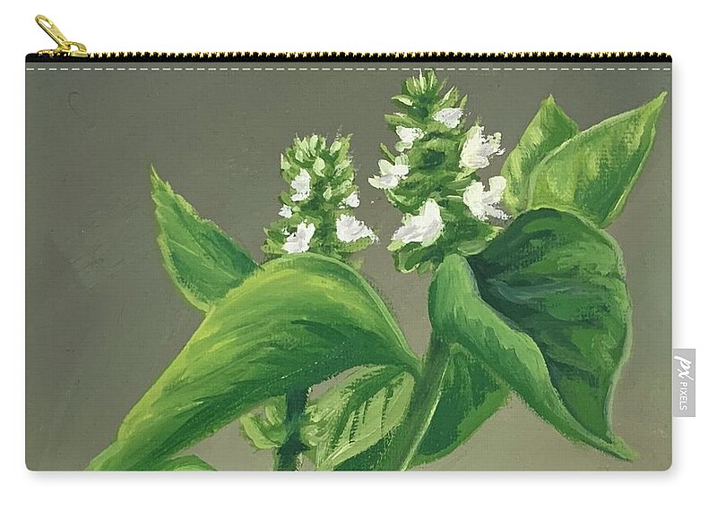 Basil Zip Pouch featuring the painting Basil by Steph Moraca