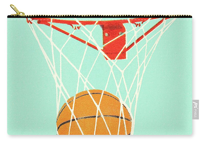 Basketball in a Basketball Hoop Zip Pouch