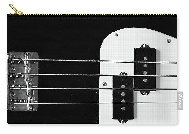 Black Color Zip Pouch featuring the photograph Bass Guitar by Neal Wreford