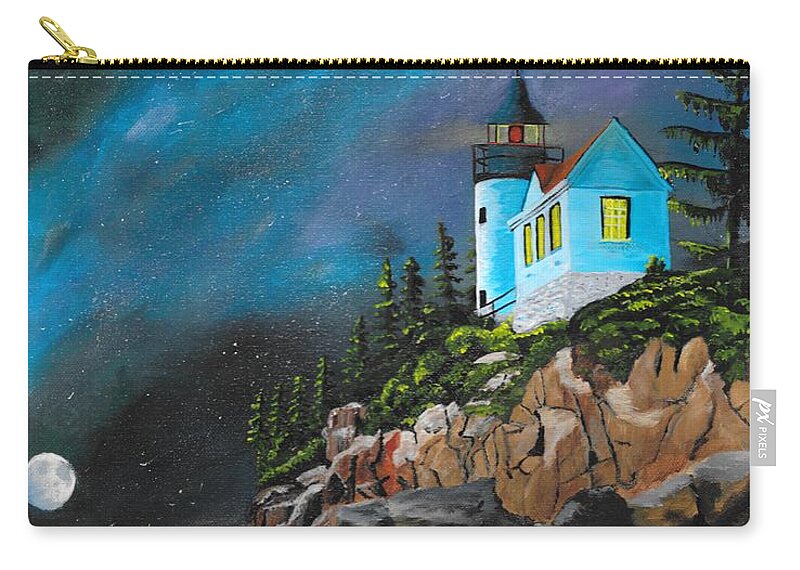 Light House Carry-all Pouch featuring the painting Bass Harbour by David Bigelow