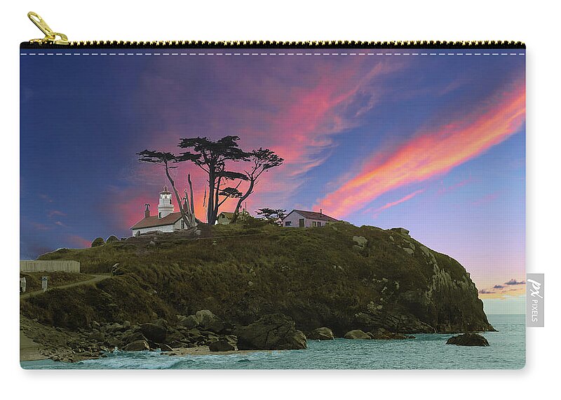 Battery Zip Pouch featuring the photograph Battery Point Lighthouse at sunset by Steve Estvanik