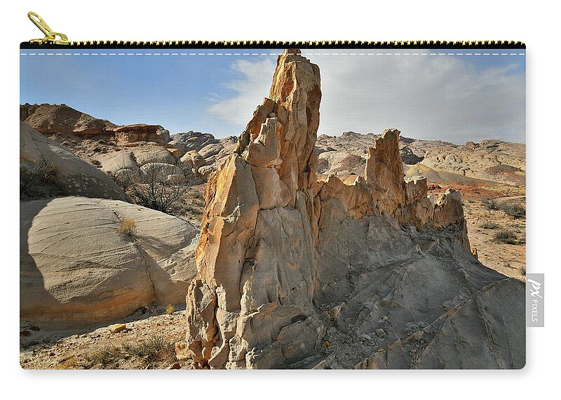 San Rafael Swell Zip Pouch featuring the photograph Battleship Rock in San Rafael Swell by Ray Mathis