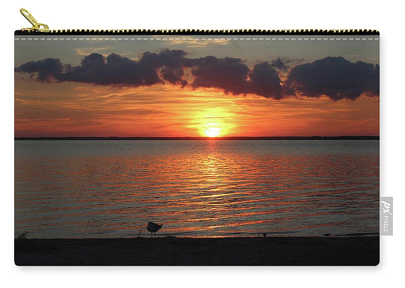 Bayside Sunset Zip Pouch featuring the photograph Bayside Sunset by Linda Sannuti