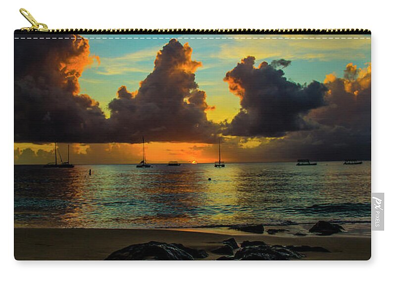 Barbados Zip Pouch featuring the photograph Beach at sunset 2 by Stuart Manning