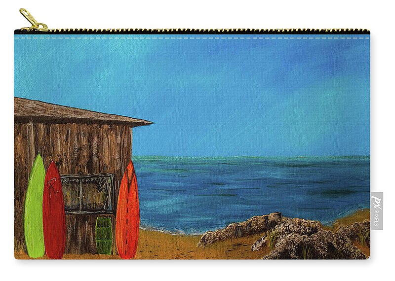 Beach Carry-all Pouch featuring the painting Beach House by Randy Sylvia