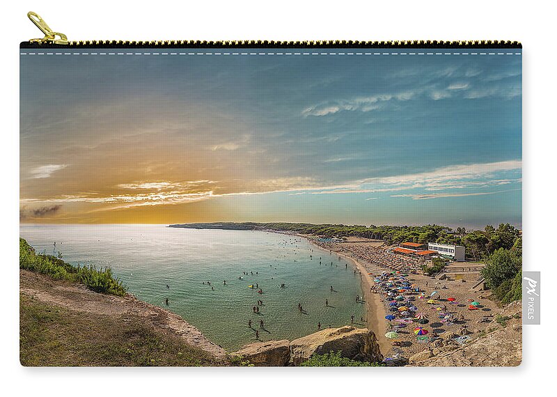 Italy Zip Pouch featuring the photograph beach on the coast of Puglia by Vivida Photo PC