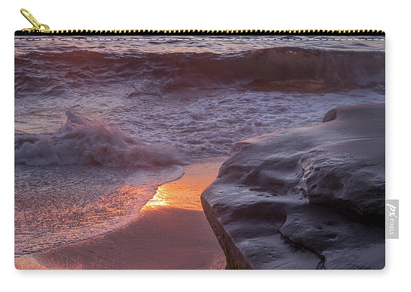 Beach Zip Pouch featuring the photograph Beach Reflections by Aaron Burrows