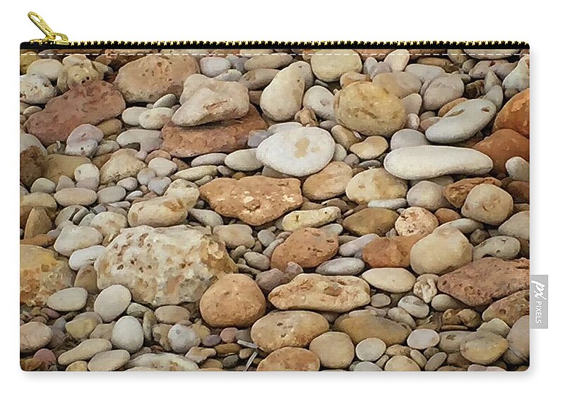 Beach Zip Pouch featuring the digital art Beach Stones Binigaus Menorca by Dee Flouton