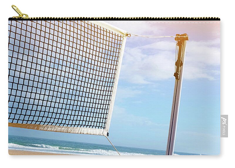 Action Zip Pouch featuring the photograph Beach Volley by Carlos Caetano