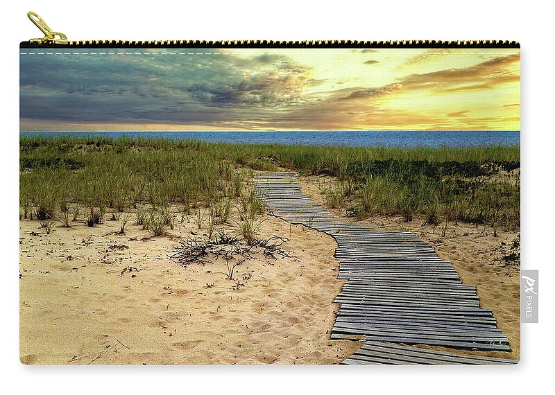 Boardwalk Zip Pouch featuring the photograph Beach Walk at Sunset by Russ Harris