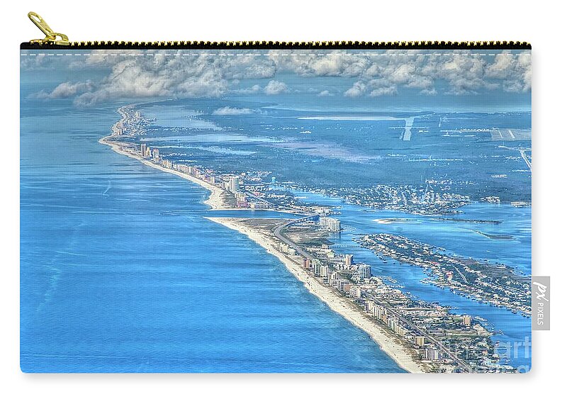 Gulf Shores Zip Pouch featuring the photograph BeachMiles-5137-tonemapped by Gulf Coast Aerials -