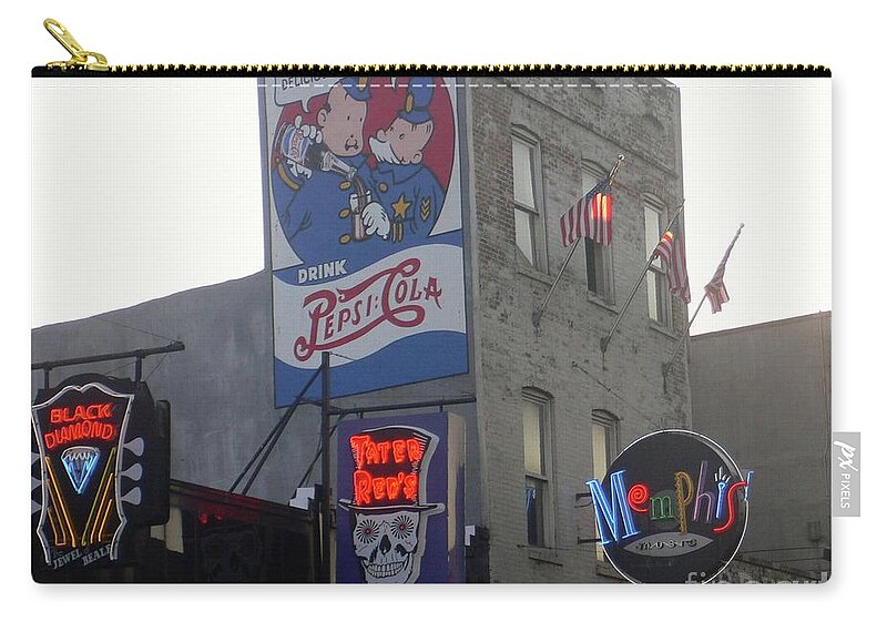 Bealestreet Beale Street Blues Duck Americana Memphis Tennessee Zip Pouch featuring the photograph Beale Street Blues 1 by Lee Antle
