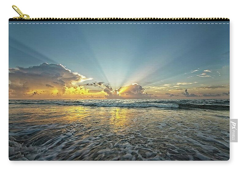 Sea Zip Pouch featuring the photograph Beams of Morning Light 2 by Steve DaPonte