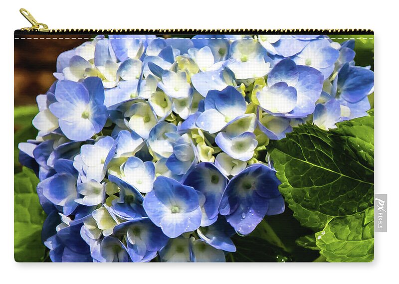 Flowers Zip Pouch featuring the digital art Beautiful Blue Hydrangea by Ed Stines