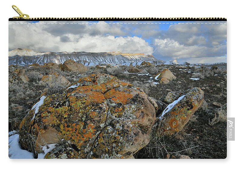 Book Cliffs Zip Pouch featuring the photograph Beautiful Clouds over Book Cliffs in Colorado by Ray Mathis