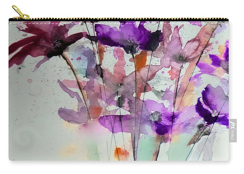 Watercolor Zip Pouch featuring the painting Beautiful Spring Floral by Lisa Kaiser