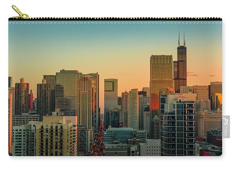 Chicago Zip Pouch featuring the photograph Beautiful Sunset - Chicago, IL by Bobby K