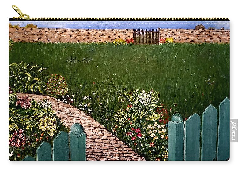 Garden Zip Pouch featuring the painting Beauty on a stormy day by Kathlene Melvin