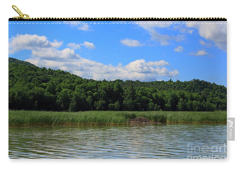 Beaver Lodge Zip Pouch featuring the photograph Beaver lodge on Southern Lake Champlain New York by Louise Heusinkveld