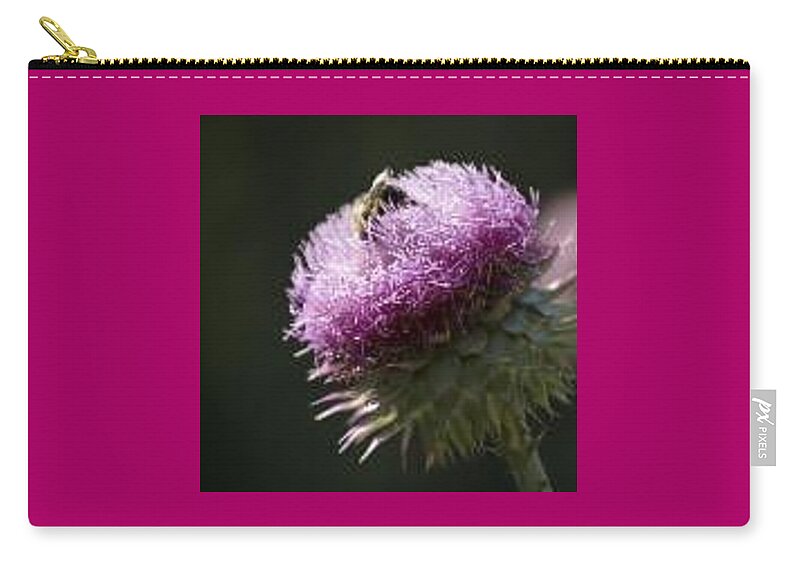 Bee Carry-all Pouch featuring the photograph Bee On Thistle by Nancy Ayanna Wyatt
